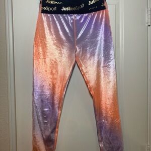 Justice Kids Metallic Purple and Orange Leggings
